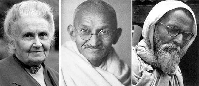 Maria Montessori, Mahatma Gandhi and Vinoba Bhave